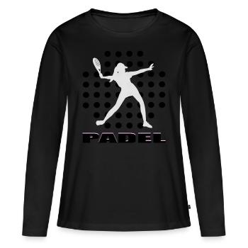 Padel - T-shirt manches longues Premium bio Femme - noir - Devant - Julia (174cm)