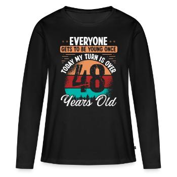 Idée d’anniversaire de 48 ans pour hommes 48 anniversaires - T-shirt manches longues Premium bio Femme - noir - Devant - Julia (174cm)