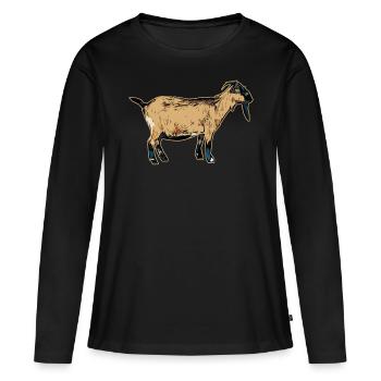 Chèvre Bock Animal Motif Farm avec Chèvre - T-shirt manches longues Premium bio Femme - noir - Devant - Julia (174cm)