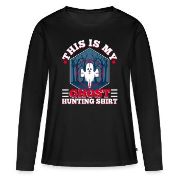 C’est ma chemise de chasse aux fantômes - T-shirt manches longues Premium bio Femme - noir - Devant - Julia (174cm)
