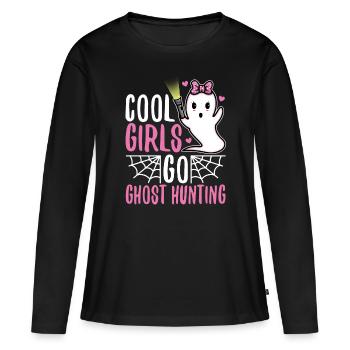 Cool girls go ghost hunting - Frauen Premium Bio Langarmshirt - Schwarz - Vorne - Julia (174cm)