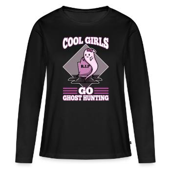 Cool girls go ghost hunting - Frauen Premium Bio Langarmshirt - Schwarz - Vorne - Julia (174cm)