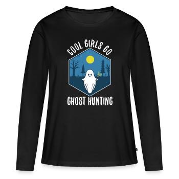 Cool girls go ghost hunting - Frauen Premium Bio Langarmshirt - Schwarz - Vorne - Julia (174cm)