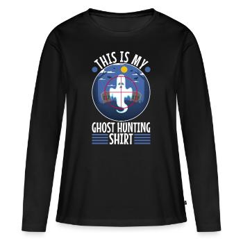 C’est ma chemise de chasse aux fantômes - T-shirt manches longues Premium bio Femme - noir - Devant - Julia (174cm)