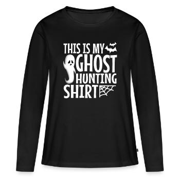 C’est ma chemise de chasse aux fantômes - T-shirt manches longues Premium bio Femme - noir - Devant - Julia (174cm)