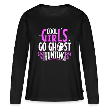 Cool girls go ghost hunting - Frauen Premium Bio Langarmshirt - Schwarz - Vorne - Julia (174cm)