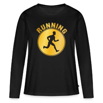 Faire du jogging - T-shirt manches longues Premium bio Femme - noir - Devant - Julia (174cm)