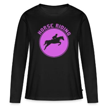 Équitation - T-shirt manches longues Premium bio Femme - noir - Devant - Julia (174cm)