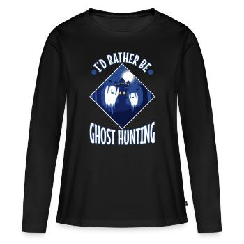 Je préfère chasser les fantômes - T-shirt manches longues Premium bio Femme - noir - Devant - Julia (174cm)