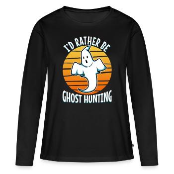 Je préfère chasser les fantômes - T-shirt manches longues Premium bio Femme - noir - Devant - Julia (174cm)