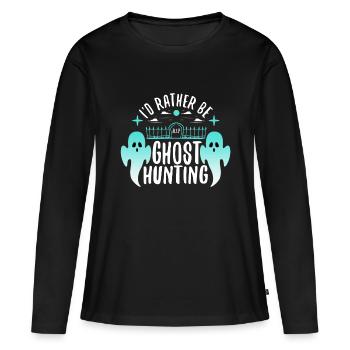 Je préfère chasser les fantômes - T-shirt manches longues Premium bio Femme - noir - Devant - Julia (174cm)