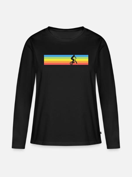 Retro BMX - Frauen Premium Bio Langarmshirt - Schwarz