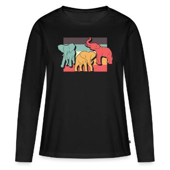 Pachydermes Vintage Elephant - T-shirt manches longues Premium bio Femme - noir - Devant - Julia (174cm)