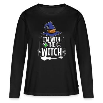 Je suis avec la sorcière - T-shirt manches longues Premium bio Femme - noir - Devant - Julia (174cm)