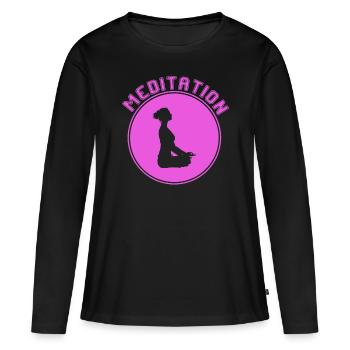 Méditation - T-shirt manches longues Premium bio Femme - noir - Devant - Julia (174cm)