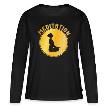 Méditation - T-shirt manches longues Premium bio Femme - noir - Devant - Julia (174cm)