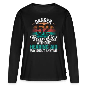 52 Idée d’anniversaire L’humour peut crier drôle 52 ans - T-shirt manches longues Premium bio Femme - noir - Devant - Julia (174cm)