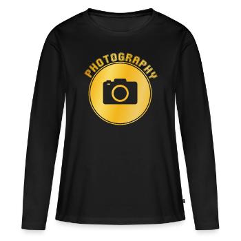 Fotografie - Frauen Premium Bio Langarmshirt - Schwarz - Vorne - Julia (174cm)