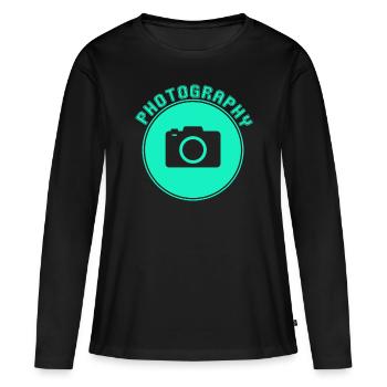 Fotografie - Frauen Premium Bio Langarmshirt - Schwarz - Vorne - Julia (174cm)