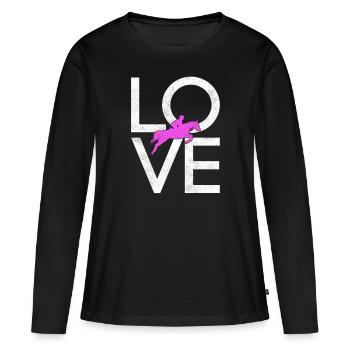 Équitation - T-shirt manches longues Premium bio Femme - noir - Devant - Julia (174cm)