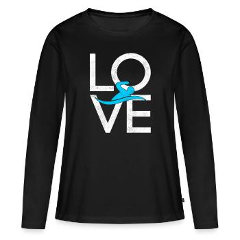 Nager - T-shirt manches longues Premium bio Femme - noir - Devant - Julia (174cm)