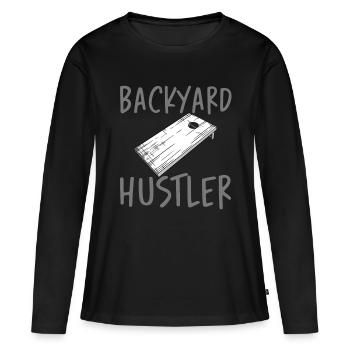 Backyard Hustler 3 - T-shirt manches longues Premium bio Femme - noir - Devant - Julia (174cm)