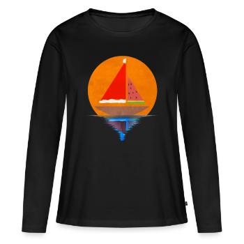Sundown Sailing Ship Santas Hat Watermelon - Frauen Premium Bio Langarmshirt - Schwarz - Vorne - Julia (174cm)