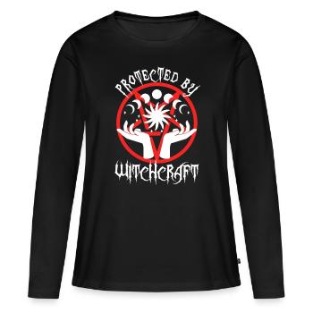 Protégé par la sorcellerie - T-shirt manches longues Premium bio Femme - noir - Devant - Julia (174cm)