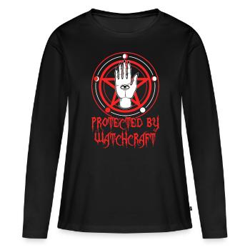 Protégé par la sorcellerie - T-shirt manches longues Premium bio Femme - noir - Devant - Julia (174cm)