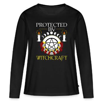 Protégé par la sorcellerie - T-shirt manches longues Premium bio Femme - noir - Devant - Julia (174cm)