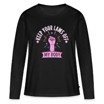 Keep your laws off my body - Women's Premium Organic Long Sleeve Shirt - black - Front - Julia (174cm)