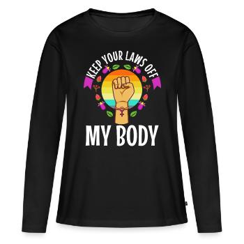 Keep your laws off my body - Women's Premium Organic Long Sleeve Shirt - black - Front - Julia (174cm)