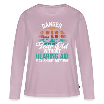 90 Birthday Idea Humor May Shout Funny 90 Year Old - Frauen Premium Bio Langarmshirt - Altrosa - Vorne - Julia (174cm)
