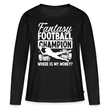 Fantasy Football Championship Funny Money Team - Frauen Premium Bio Langarmshirt - Schwarz - Vorne - Julia (174cm)