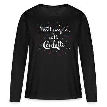 Offrez aux gens des confettis carnavalesque - T-shirt manches longues Premium bio Femme - noir - Devant - Julia (174cm)