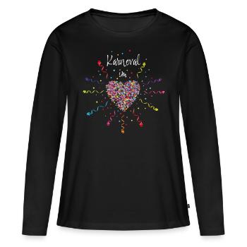 Karneval im Herz Fasching Konfetti Karnevalfan - Frauen Premium Bio Langarmshirt - Schwarz - Vorne - Julia (174cm)