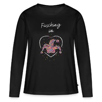 Fasching im Herz Narrenkappe Karneval Fasching - Frauen Premium Bio Langarmshirt - Schwarz - Vorne - Julia (174cm)