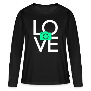 Fotografie - Frauen Premium Bio Langarmshirt - Schwarz - Vorne - Julia (174cm)