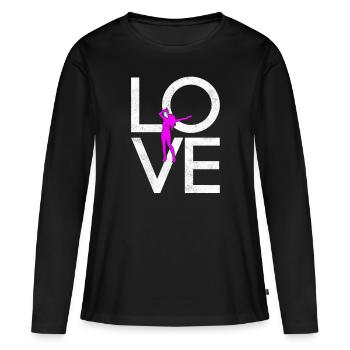 Chanter - T-shirt manches longues Premium bio Femme - noir - Devant - Julia (174cm)
