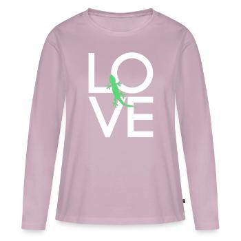 Lézard - T-shirt manches longues Premium bio Femme - rose poudré - Devant - Julia (174cm)