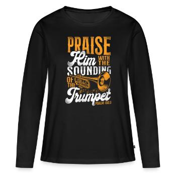 Trumpet Player Vintage Praise Him - Frauen Premium Bio Langarmshirt - Schwarz - Vorne - Julia (174cm)