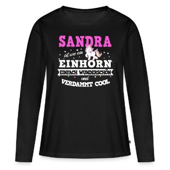 Sandra Mädchen Frauen Namen Geschenk - Frauen Premium Bio Langarmshirt - Schwarz - Vorne - Julia (174cm)