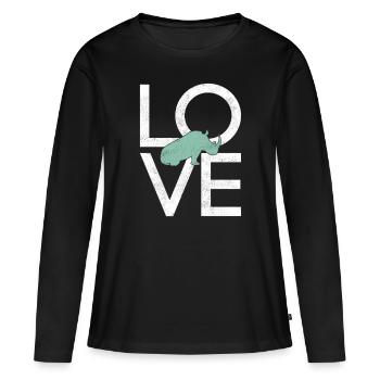 Nashorn - Frauen Premium Bio Langarmshirt - Schwarz - Vorne - Julia (174cm)