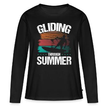 Kitesurf Kiteboard Kite Kiteboarder Vent - T-shirt manches longues Premium bio Femme - noir - Devant - Julia (174cm)