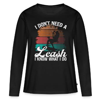Kiteboarder I dont need a Leash KitesurferKiteboar - Frauen Premium Bio Langarmshirt - Schwarz - Vorne - Julia (174cm)
