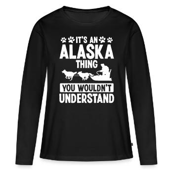 Alaska Mushing Sled Dog Husky Sledding Sled Dog - Frauen Premium Bio Langarmshirt - Schwarz - Vorne - Julia (174cm)
