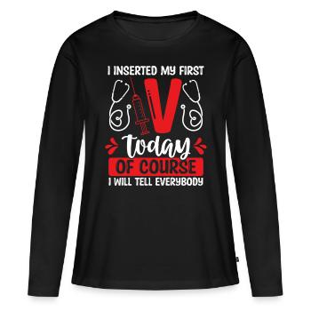 Une infirmière poignardée en première veine Infirmières de la salle d’urgence - T-shirt manches longues Premium bio Femme - noir - Devant - Julia (174cm)