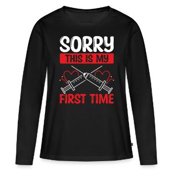 Infirmière Drôle De Coeur Infirmière IV Humour Soins Infirmiers - T-shirt manches longues Premium bio Femme - noir - Devant - Julia (174cm)
