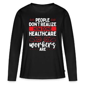 Nurse Healthcare Worker Cardiac Nursing - Women's Premium Organic Long Sleeve Shirt - black - Front - Julia (174cm)