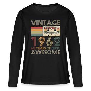60th birthday born 1962 Being Awesome - Women's Premium Organic Long Sleeve Shirt - black - Front - Julia (174cm)